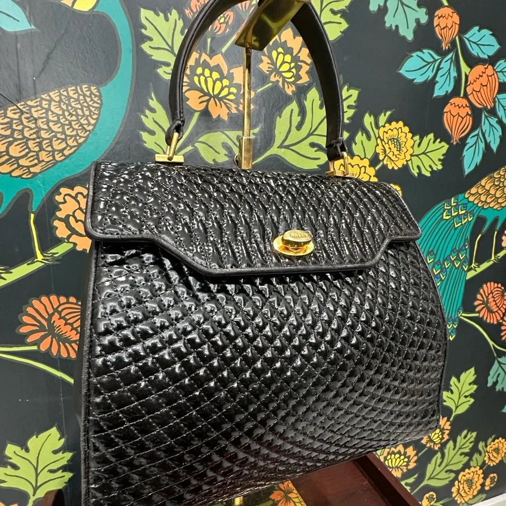 Bally Vintage Quilted Patent Leather Top Handle Satchel - Picture 5 of 13